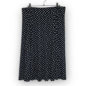 Lands’ End Black White Animal Print Dot A-Line Knee Length Skirt Women’s Size M